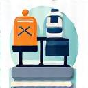 Icon representing a comfortable seat and a ramp for accessibility